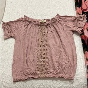 Women's Off-Shoulder Lace Detail Top - Pink